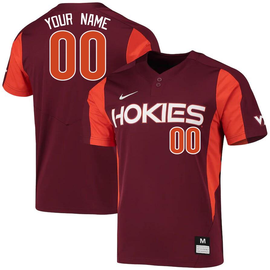 Custom Virginia Tech Hokies Name And Number College Baseball Jerseys Stitched-Maroon